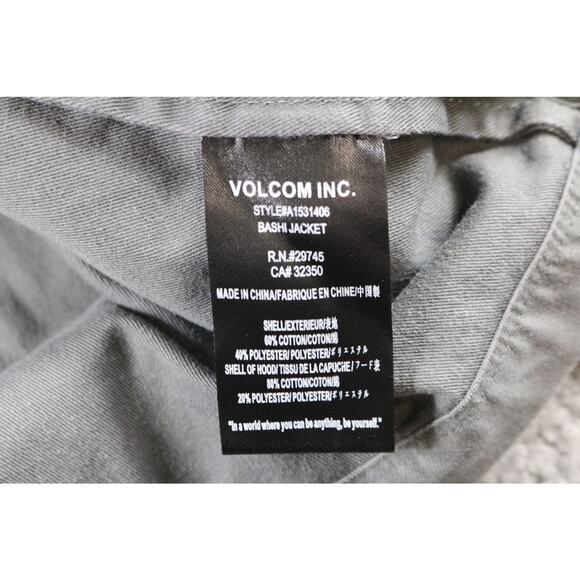 Volcom Jacket Mens Medium Gray Bashi Hooded Coat Full Zip - Picture 4 of 8